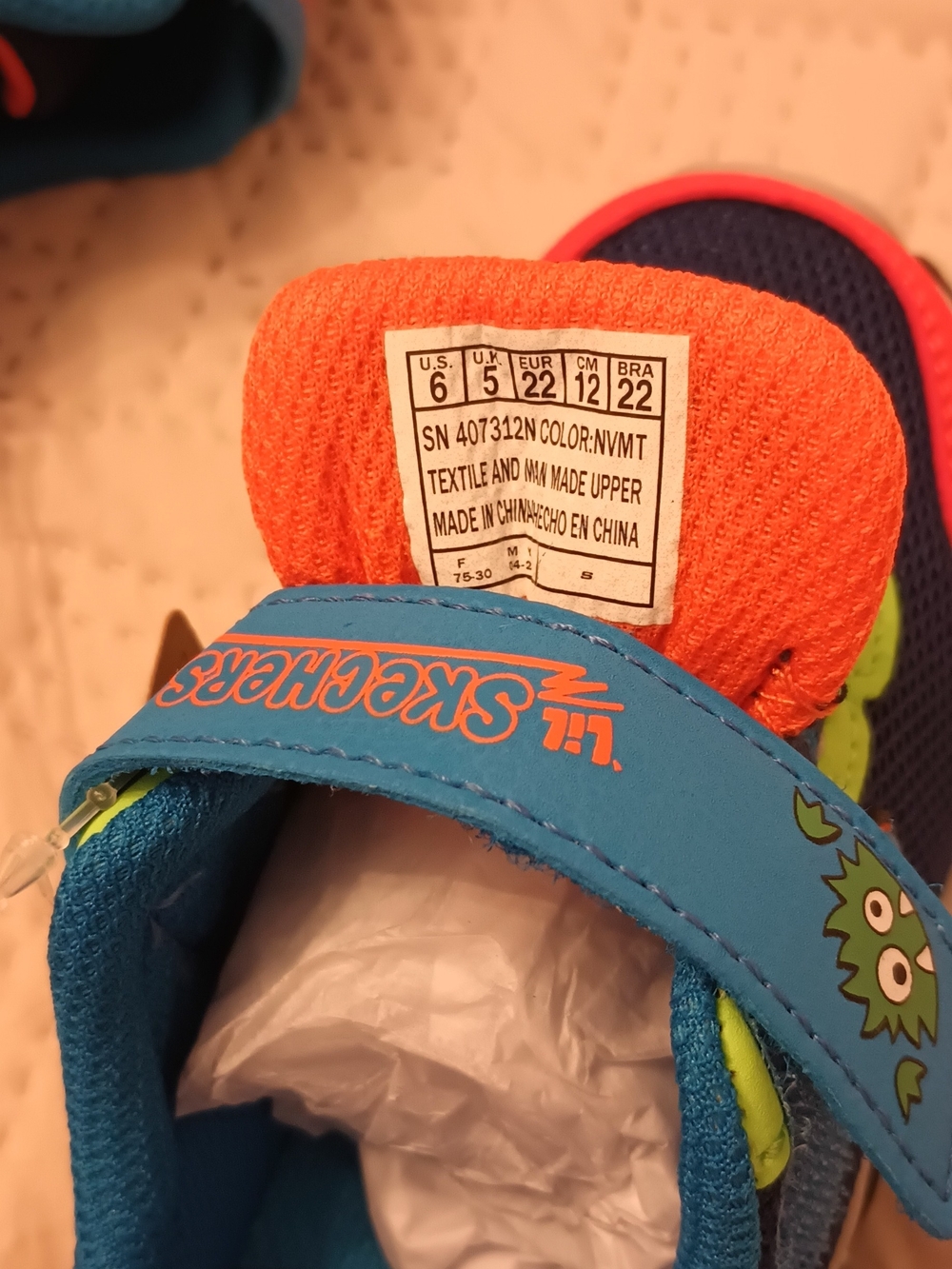 Kids Skechers Play Scene Navy, Pink & Lime Sneakers 6 Toddlers - Picture 12 of 14